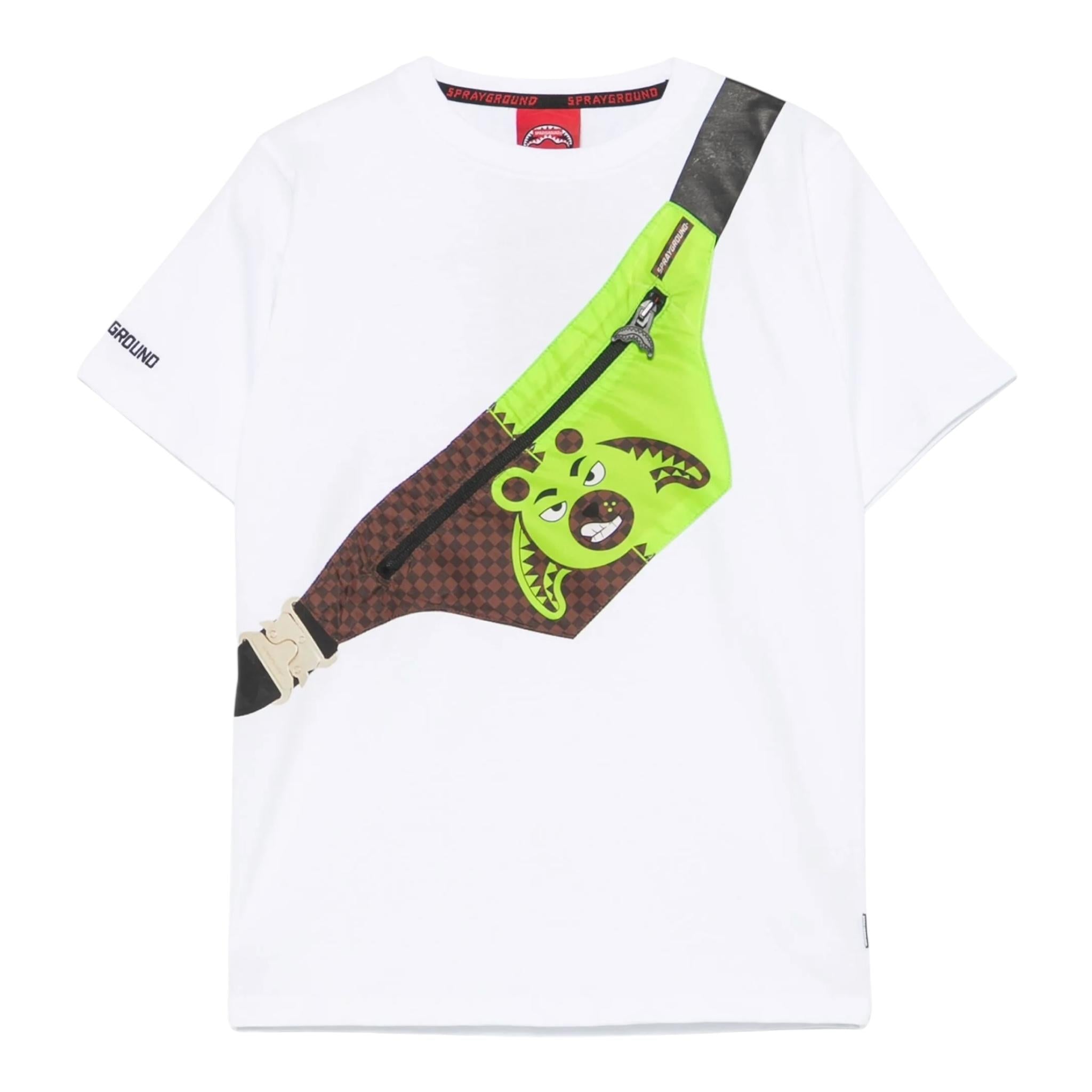 Sprayground T-Shirt Girocollo Tinta Unita con Stampa Marsupio per Bambino SPY1248WHT BIANCO SPRAYGROUND 