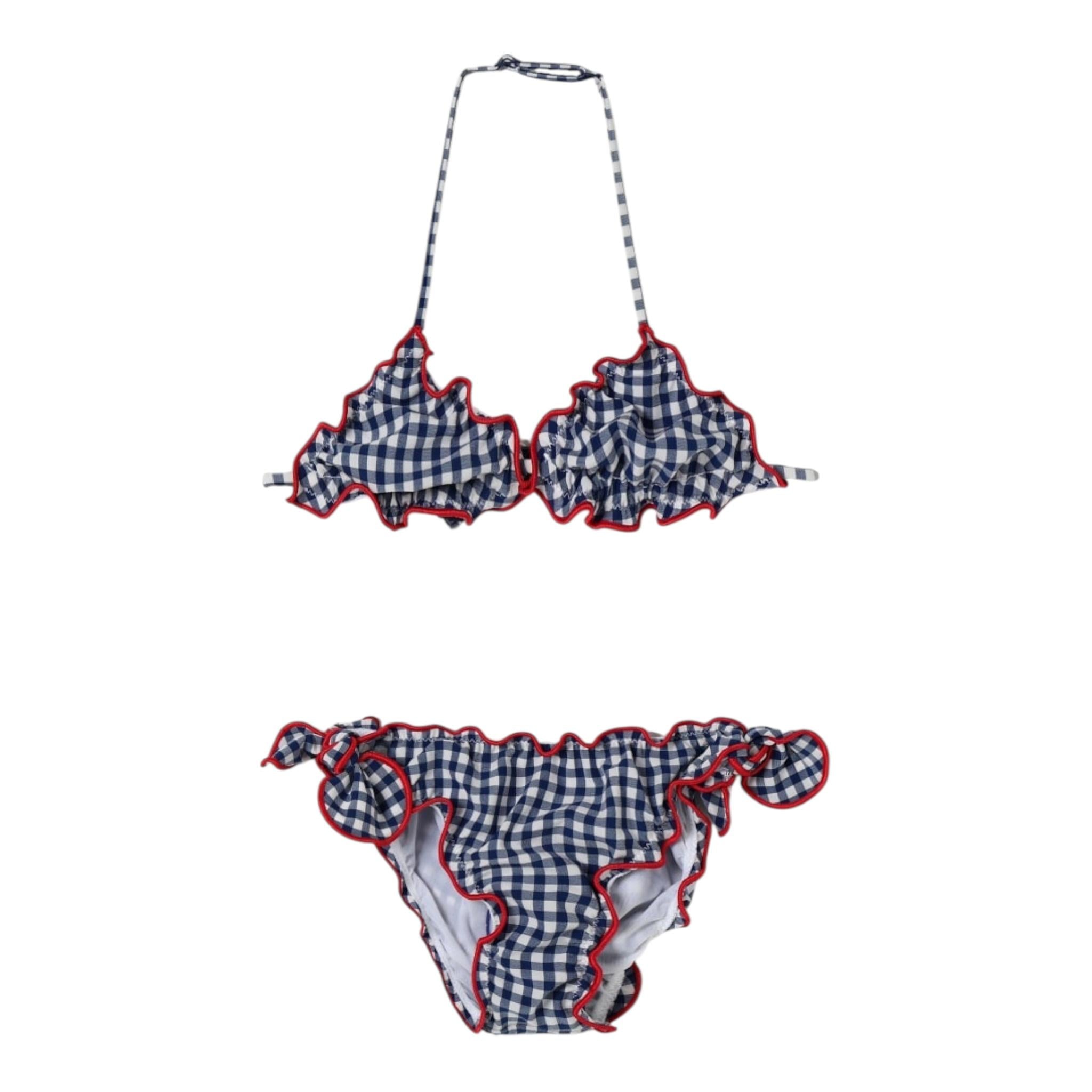 Saint Barth Costume 2 Pezzi Triangolo-Slip Tinta Unita Fantasia A Quadrettini per Bambina CEIS001 BIANCO/BLU SAINT BARTH 