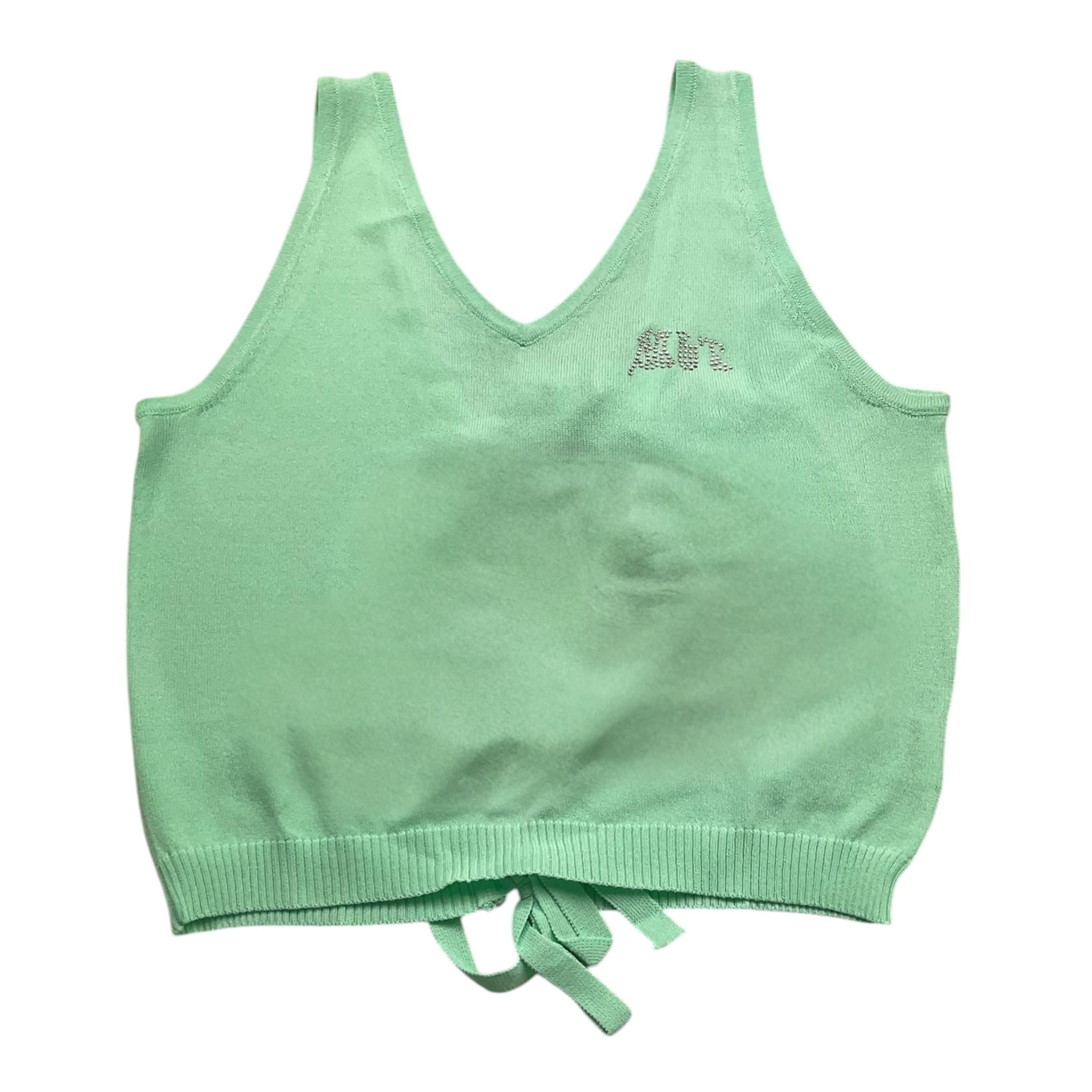 Met Top Tinta Unita con Brillantini per Bambina ME264 VERDE ACQUA MET 