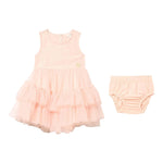 Guess Abito Giromanica Tinta Unita con Tulle E Culotte per Neonata A4RK03KC3F00 ROSA GUESS 