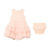 Guess Abito Giromanica Tinta Unita con Tulle E Culotte per Neonata A4RK03KC3F00 ROSA GUESS 