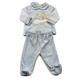 NANAN completo 2 pezzi maglia-ghettina in ciniglia tinta unita Azzurro per Neonato AI2400201A AZZURRO NANAN 