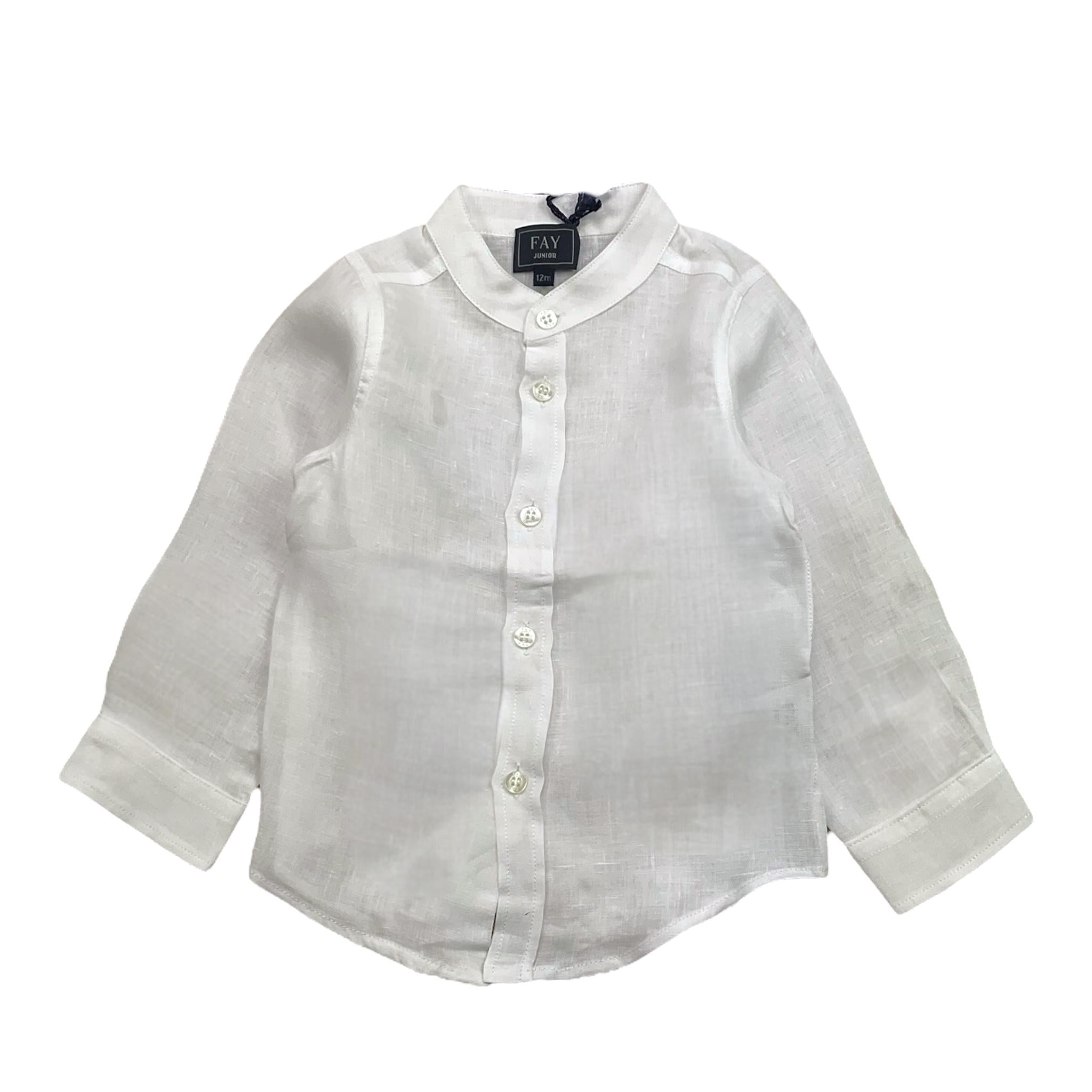 Fay Camicia Tinta Unita con Colletto Coreano per Neonato FS5520 BIANCO FAY 