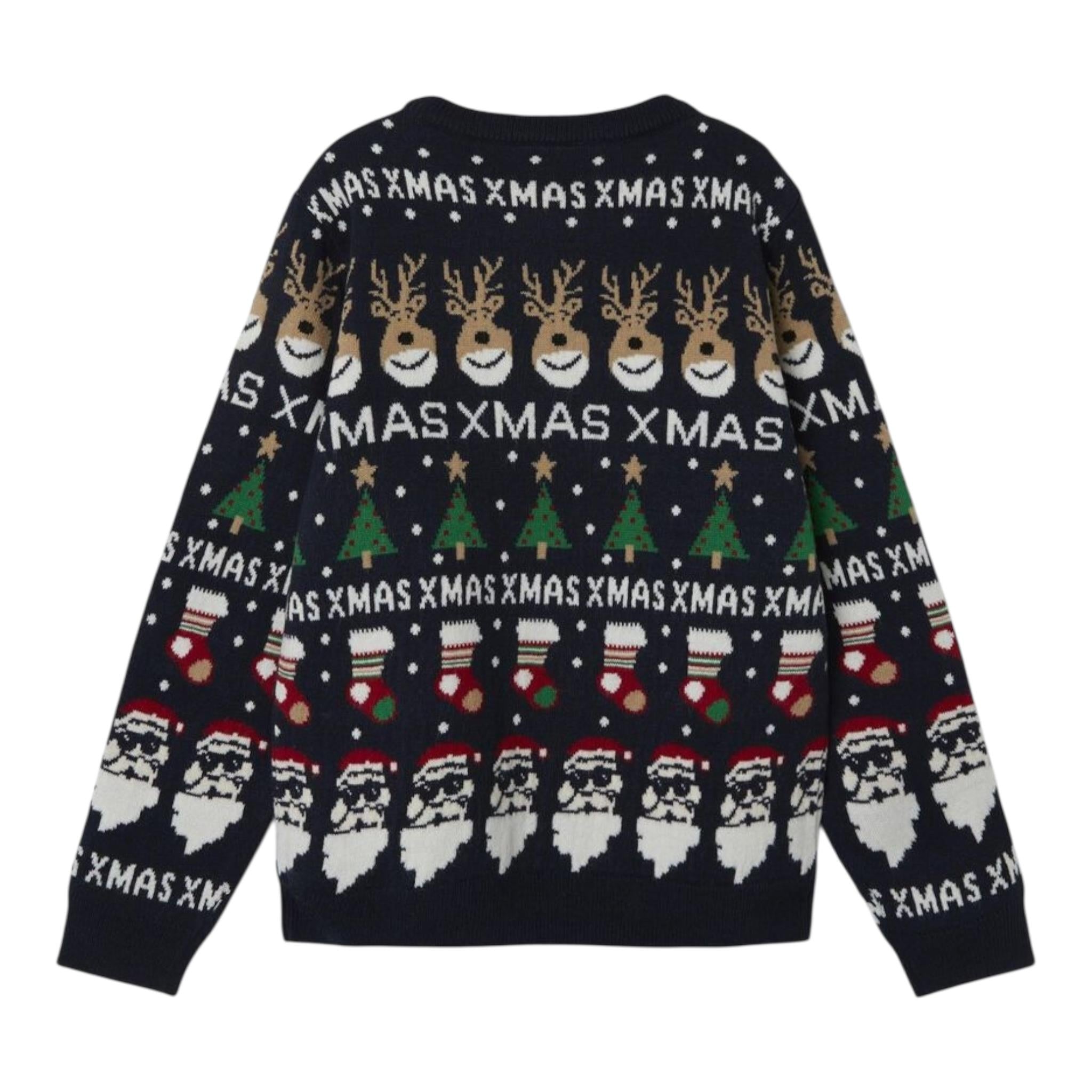 NAME IT maglia girocollo tinta unita con fantasia natalizia Blu per Bambino 13222181 BLU NAME IT 