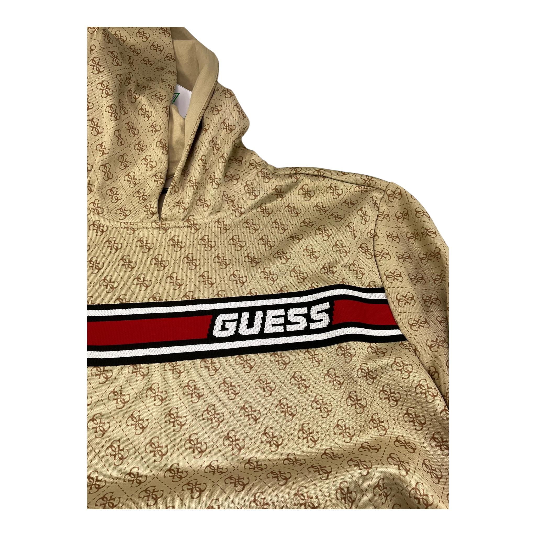 Guess Felpa Chiusa con Cappuccio Tinta Unita con Stampa In Contrasto per Bambino L5RQ24FL04 BEIGE GUESS 