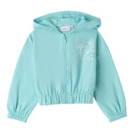 Sarabanda Felpa Tinta Unita con Zip E Cappuccio per Bambina 0B203 VERDE ACQUA SARABANDA 