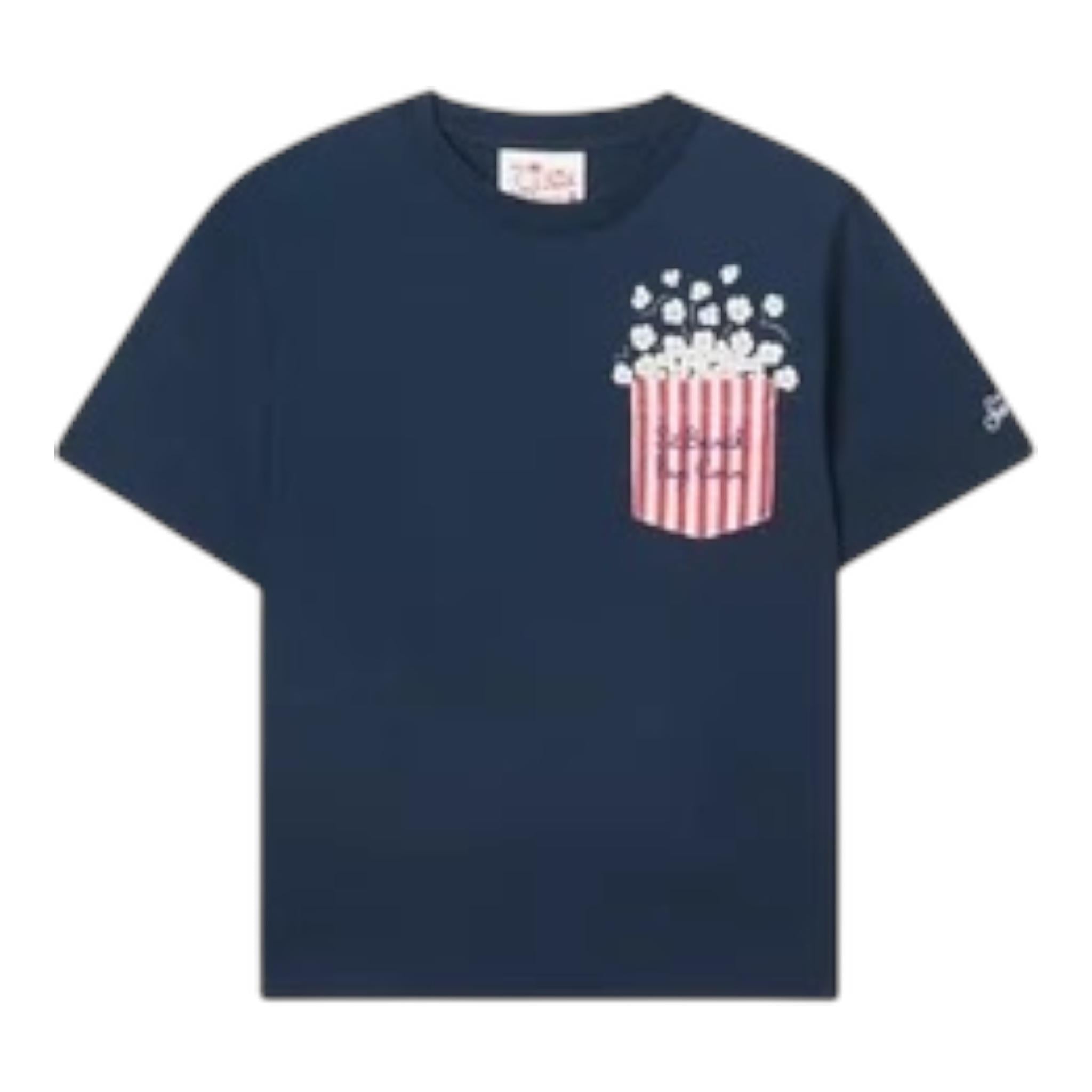 Saint Barth T-Shirt Girocollo Tinta Unita con Stampa per Bambino EDD0001 BLU SAINT BARTH 