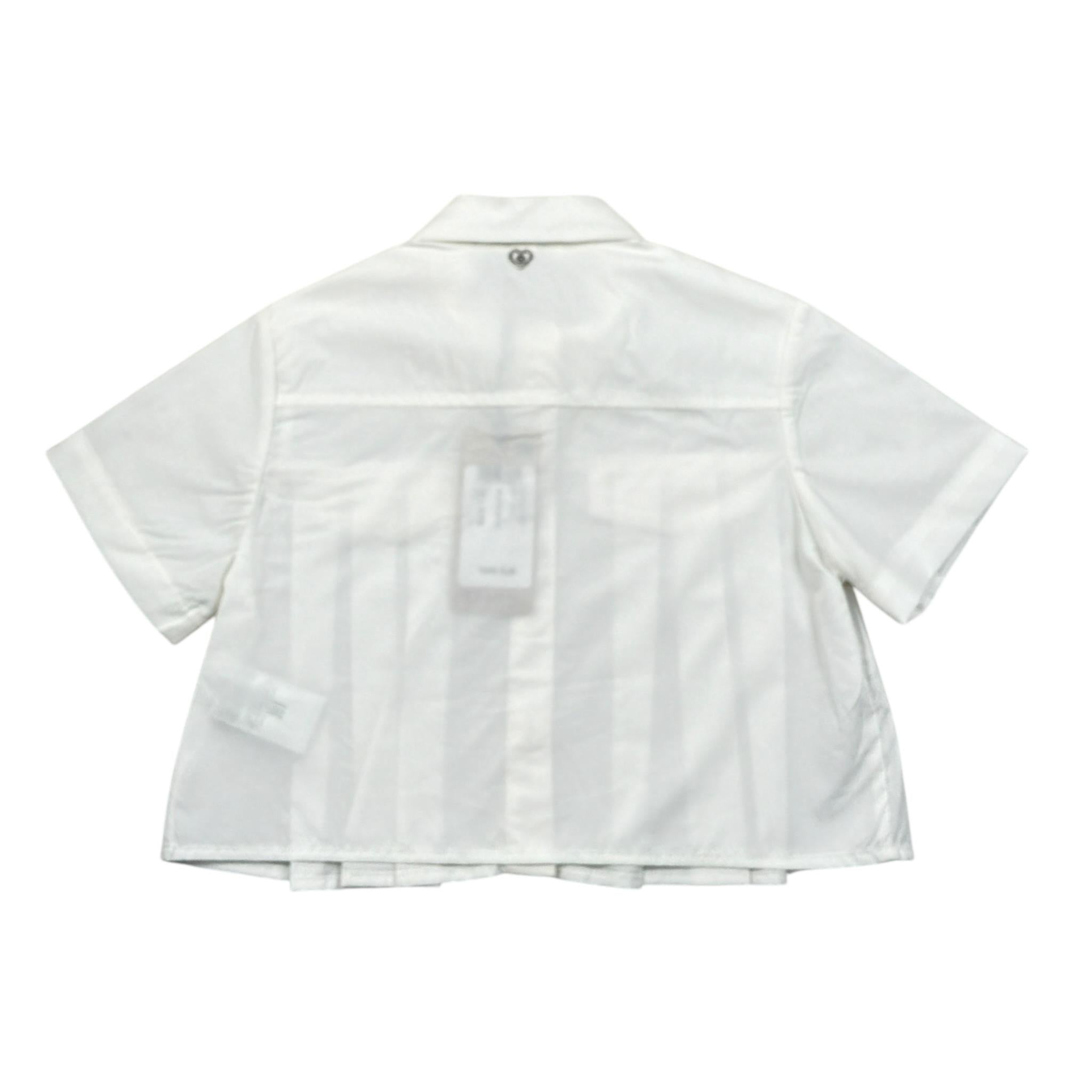 Please Camicia Modello Crop tinta unita Mezza Manica Bianco per Bambina CC93270G72 BIANCO PLEASE 