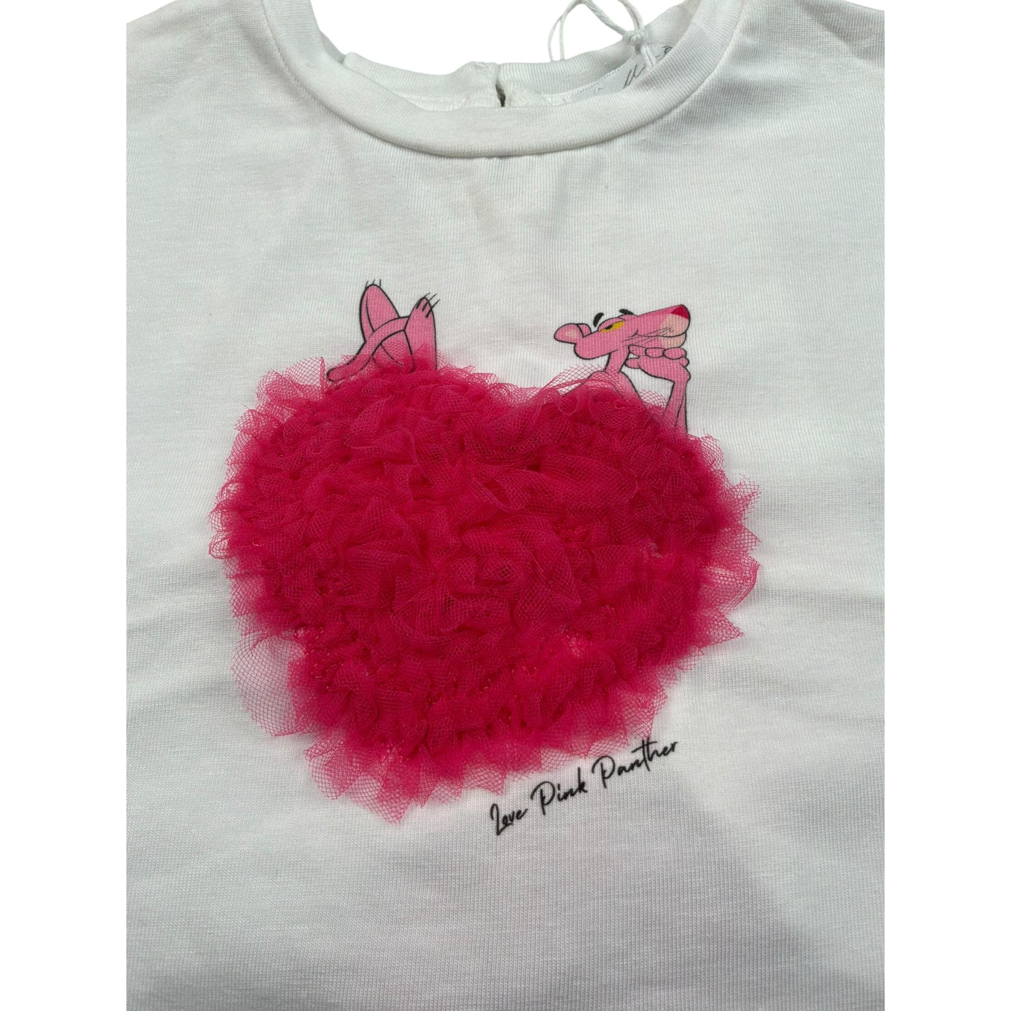 M+E' T-Shirt Girocollo Tinta Unita con Stampa per Neonata UE1383 BIANCO M+E' 