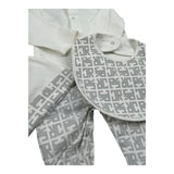 John Richmond Set Tutina-Cappello-Bavette Bicolore per Neonato RLP26001TU BIANCO/GRIGIO JOHN RICHMOND 