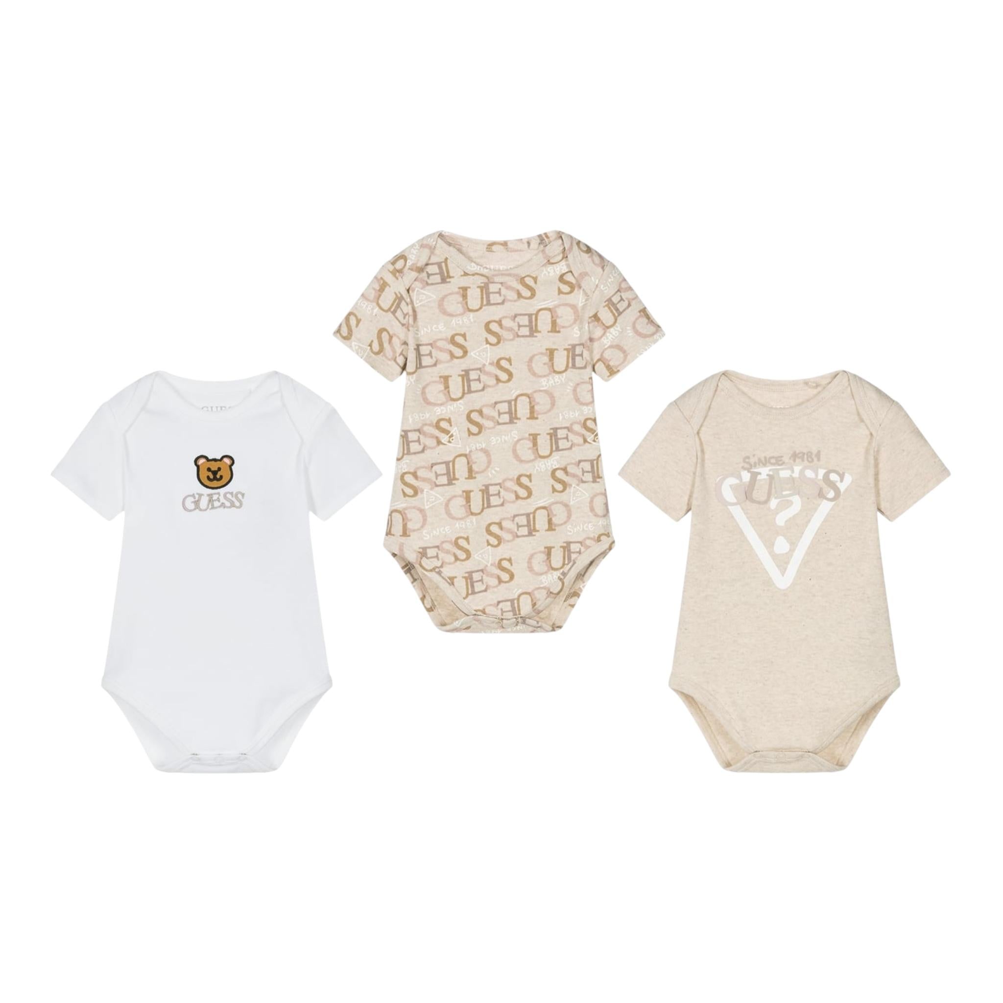 Guess Set 3 Pezzi Body con Fantasia per Neonato H4RW10KAE10 BIANCO/BEIGE GUESS 