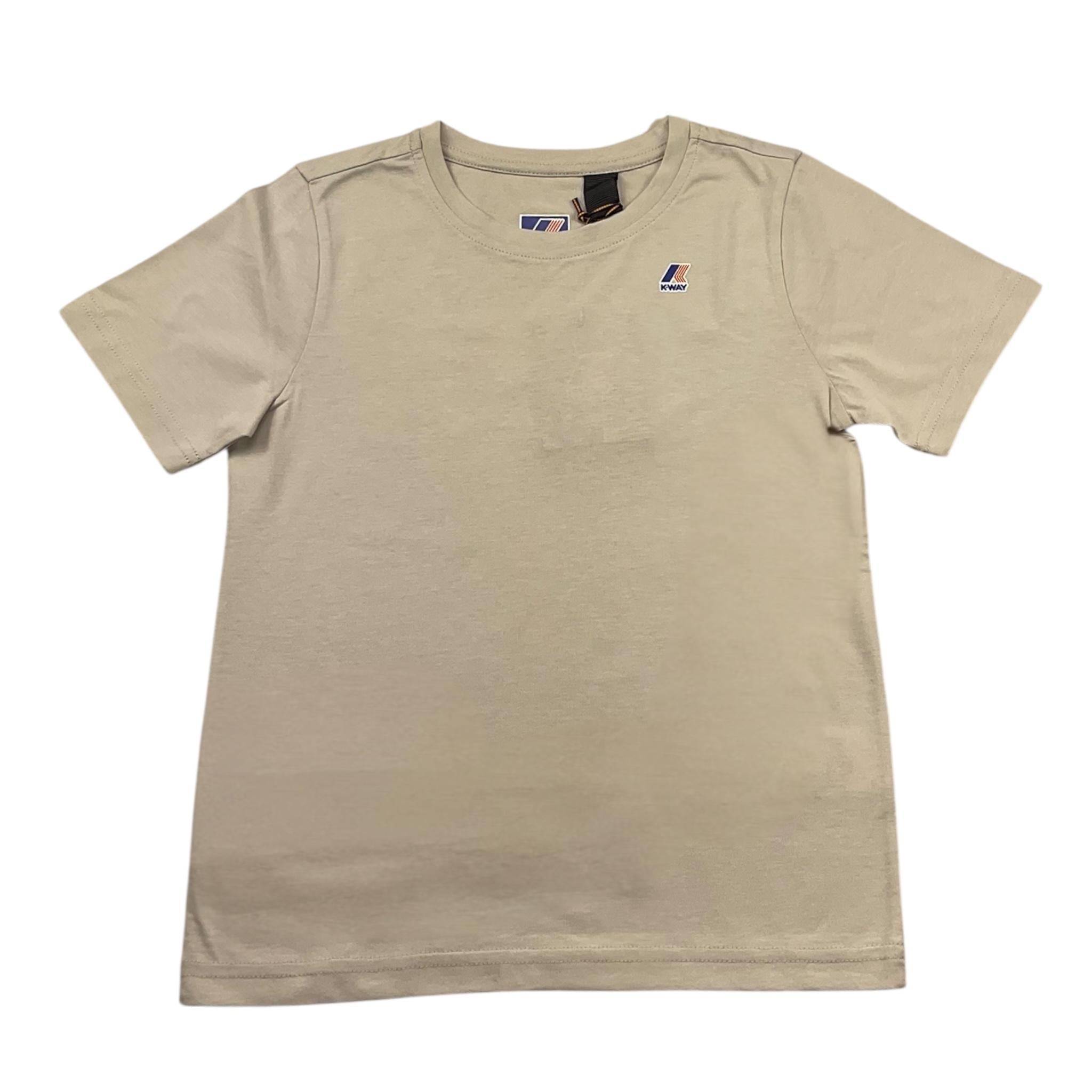 K-Way T-Shirt Girocollo Tinta Unita con Logo per Bambino K4114WW BEIGE K-WAY 