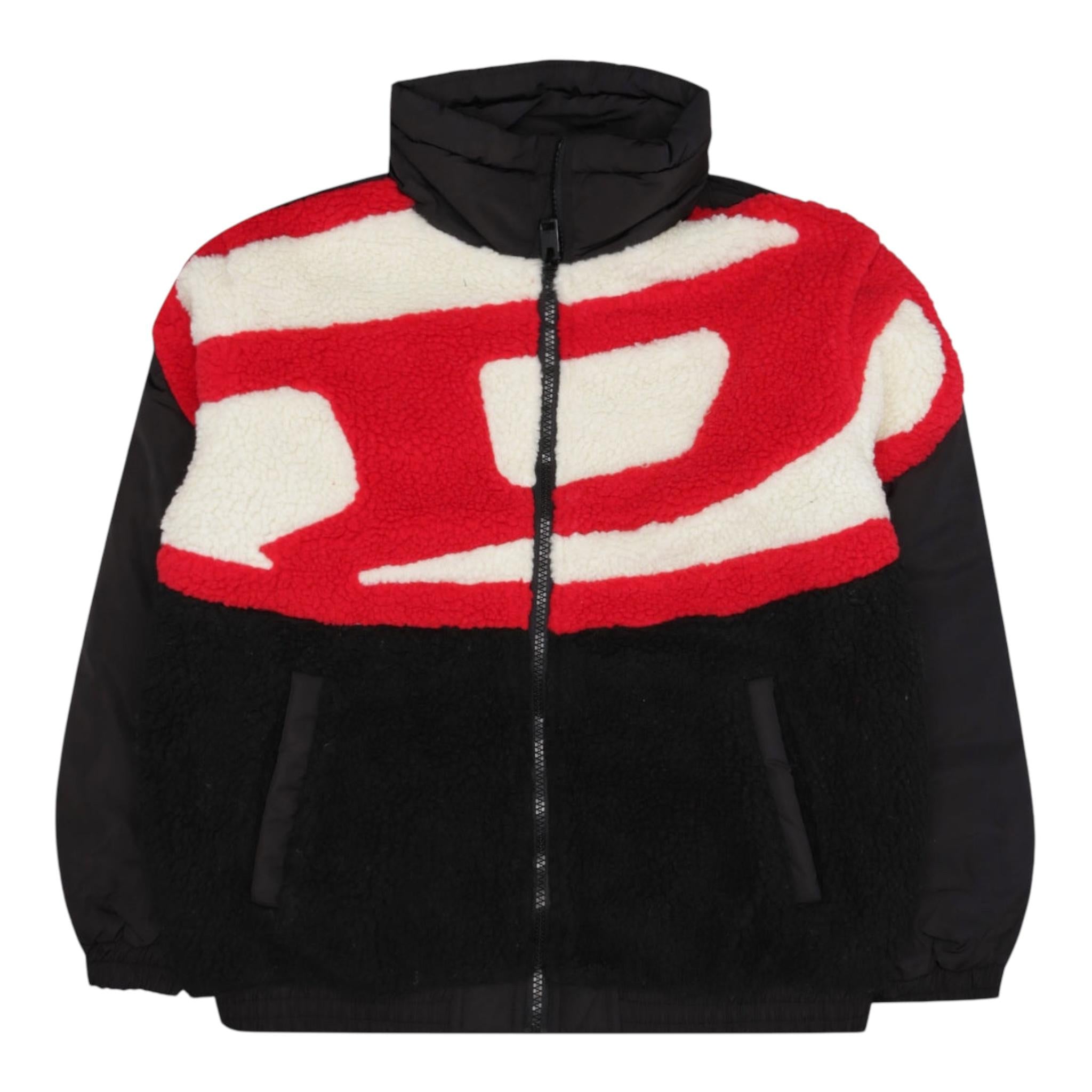 DIESEL giubbino tinta unita con zip e stampa Nero per Bambino J01954 NERO DIESEL 