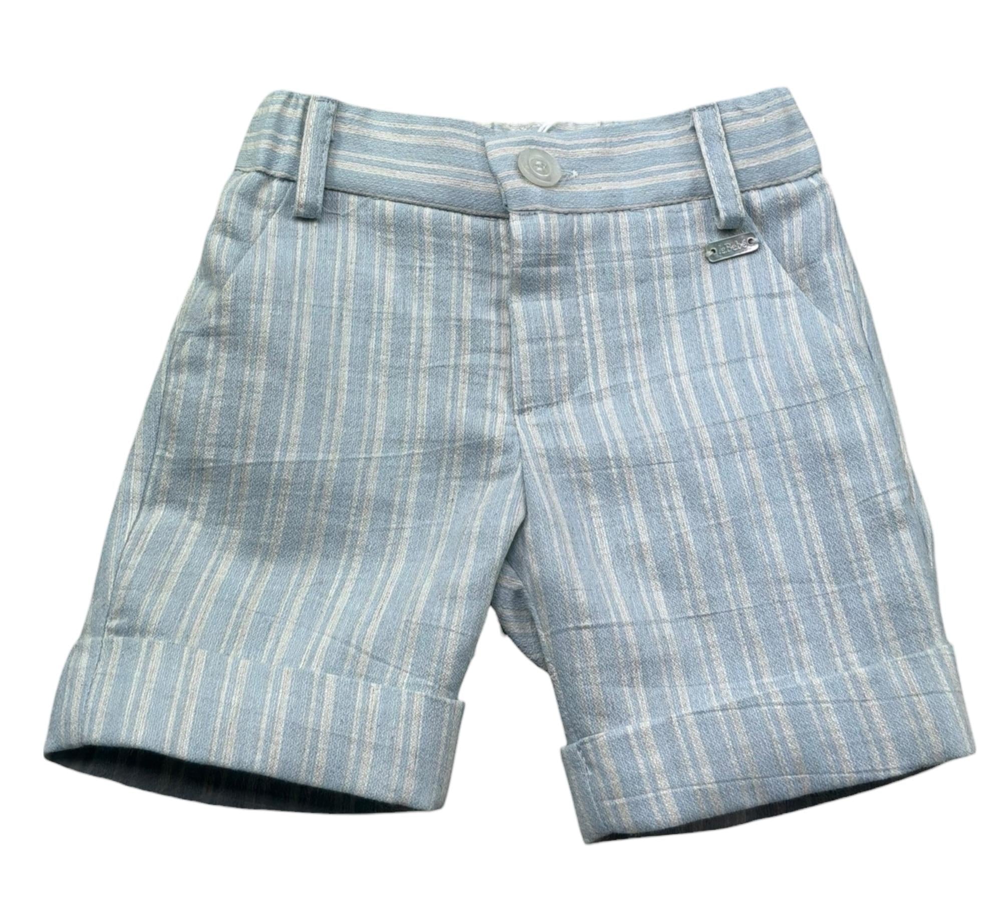 Le Bebe Bermuda Fantasia A Righe con Elastico In Vita per Neonato LBB5378 AZZURRO LE BEBE 