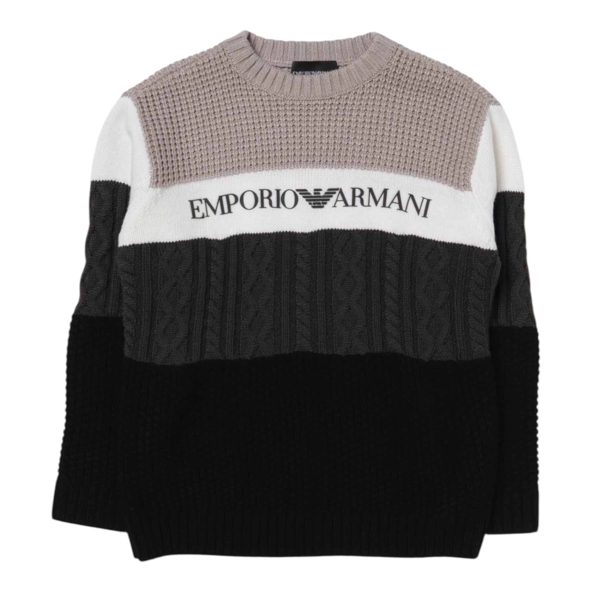 EMPORIO ARMANI maglia girocollo tricolore con logo Multicolor per Bambino 6R4M59 MULTICOLOR EMPORIO ARMANI 