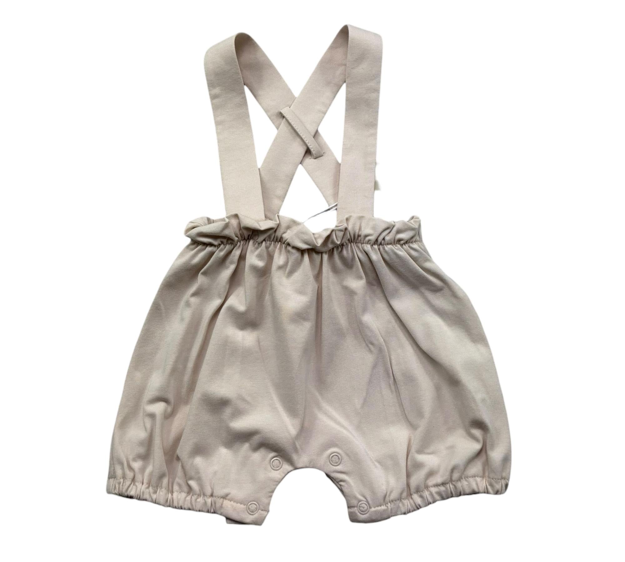 Le Bebe Pagliaccetto Tinta Unita con Bretelle per Neonata LBG6310 BEIGE LE BEBE 