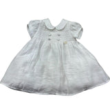 Le Bebe Abito Mezza Manica Tinta Unita con Ricami per Neonata LBG6384 BIANCO LE BEBE 