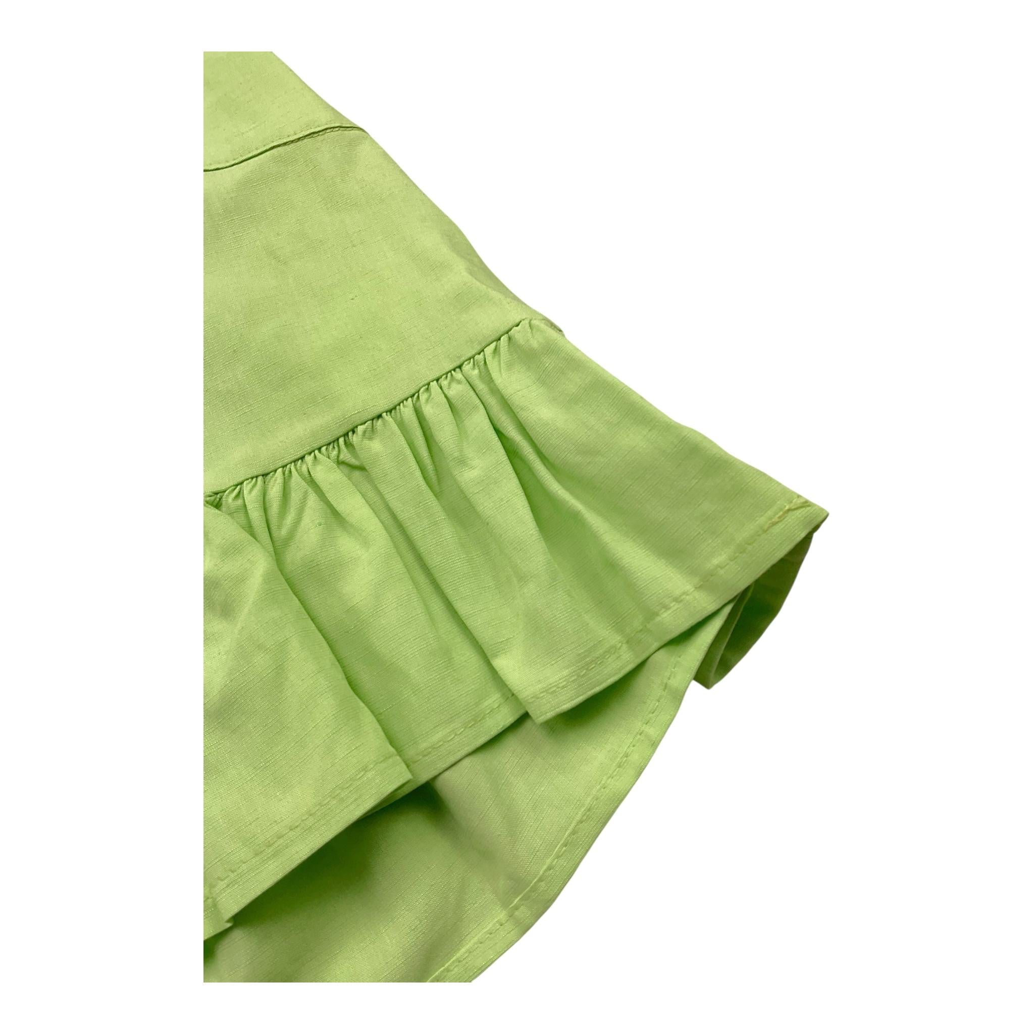 Janice Top Tinta Unita con Balze E Fiocco per Bambina JN802B VERDE JANICE 