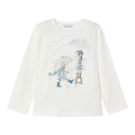 MAYORAL shirt girocollo tinta unita con stampa in contrasto Bianco per Bambina 4067122 BIANCO MAYORAL 