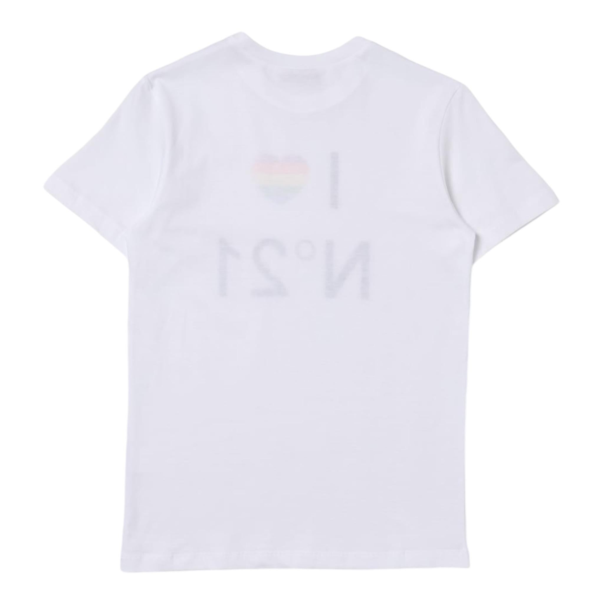 N°21 T-Shirt Tinta Unita Girocollo Con Stampa Bianco Per Bambina N21822 BIANCO N°21 