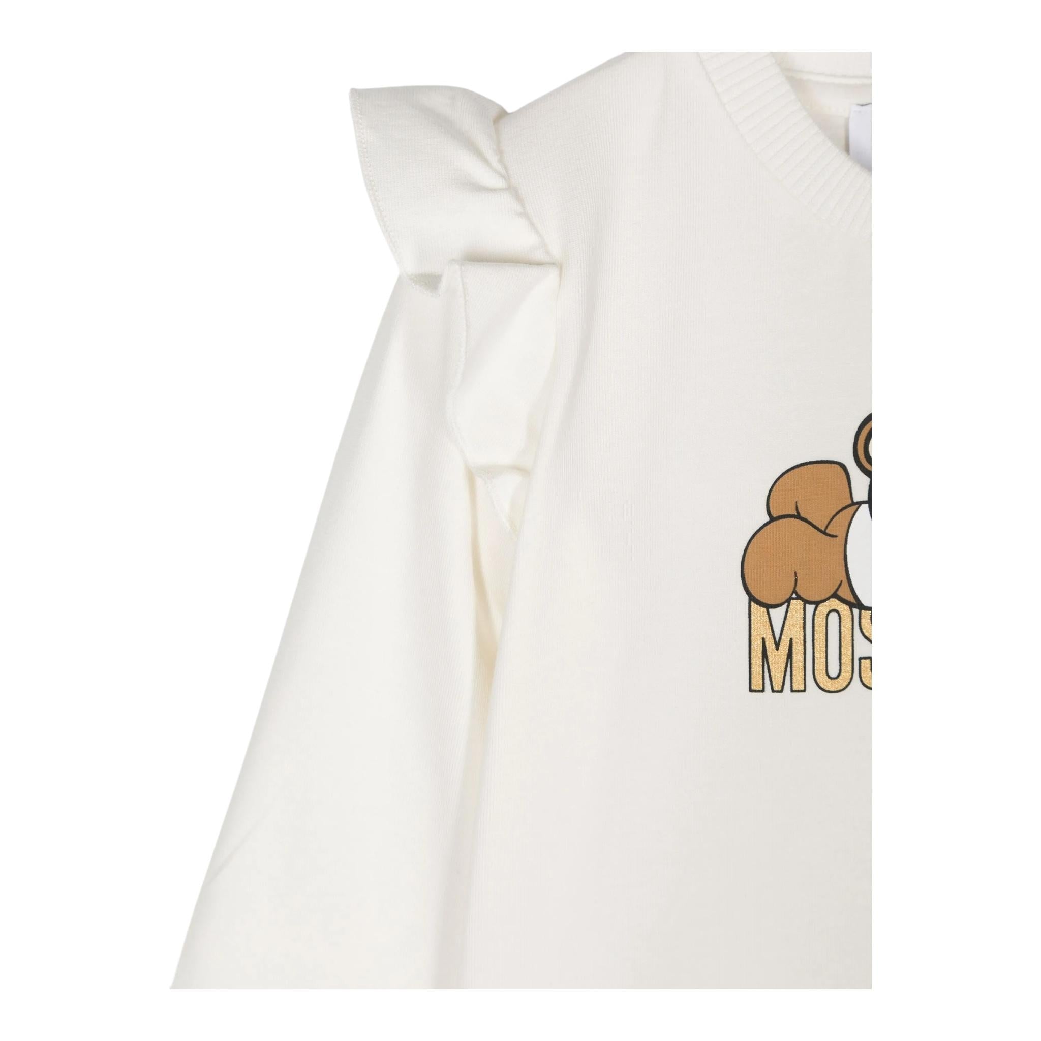 MOSCHINO shirt girocollo tinta unita con stampa in contrasto Panna per Neonata MDO00RX PANNA MOSCHINO 