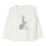LIU JO shirt girocollo tinta unita con stampa brillantinata e fiocco Panna per Bambina KF4066J008 PANNA LIU JO 