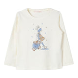 LIU JO shirt girocollo tinta unita con stampa brillantinata e fiocco Panna per Bambina KF4066J008 PANNA LIU JO 