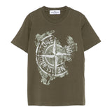 Stone Island T-Shirt Girocollo Tinta Unita con Logo per Bambino K1S16210001 VERDE STONE ISLAND 