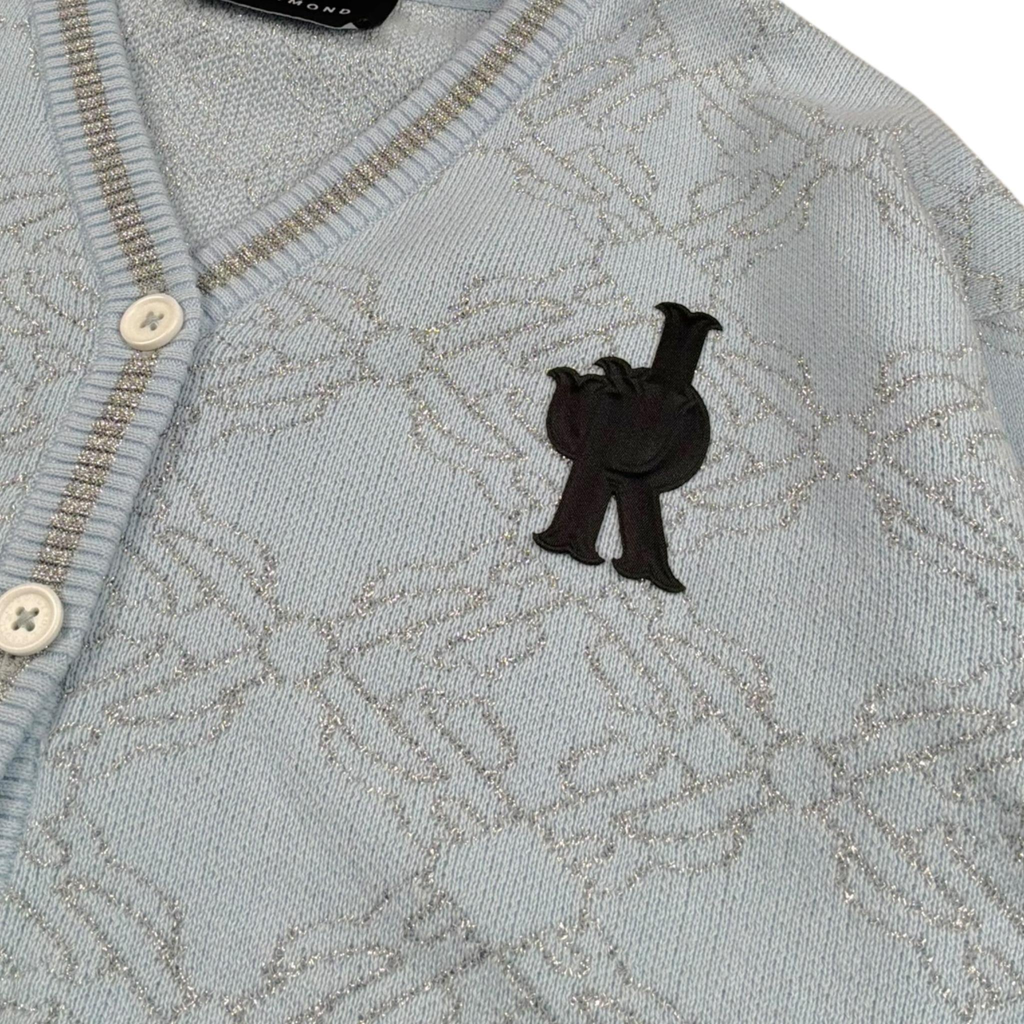 John Richmond Cardigan Tinta Unita con Stampa E Fantasia per Bambina RGP26045CD AZZURRO JOHN RICHMOND 