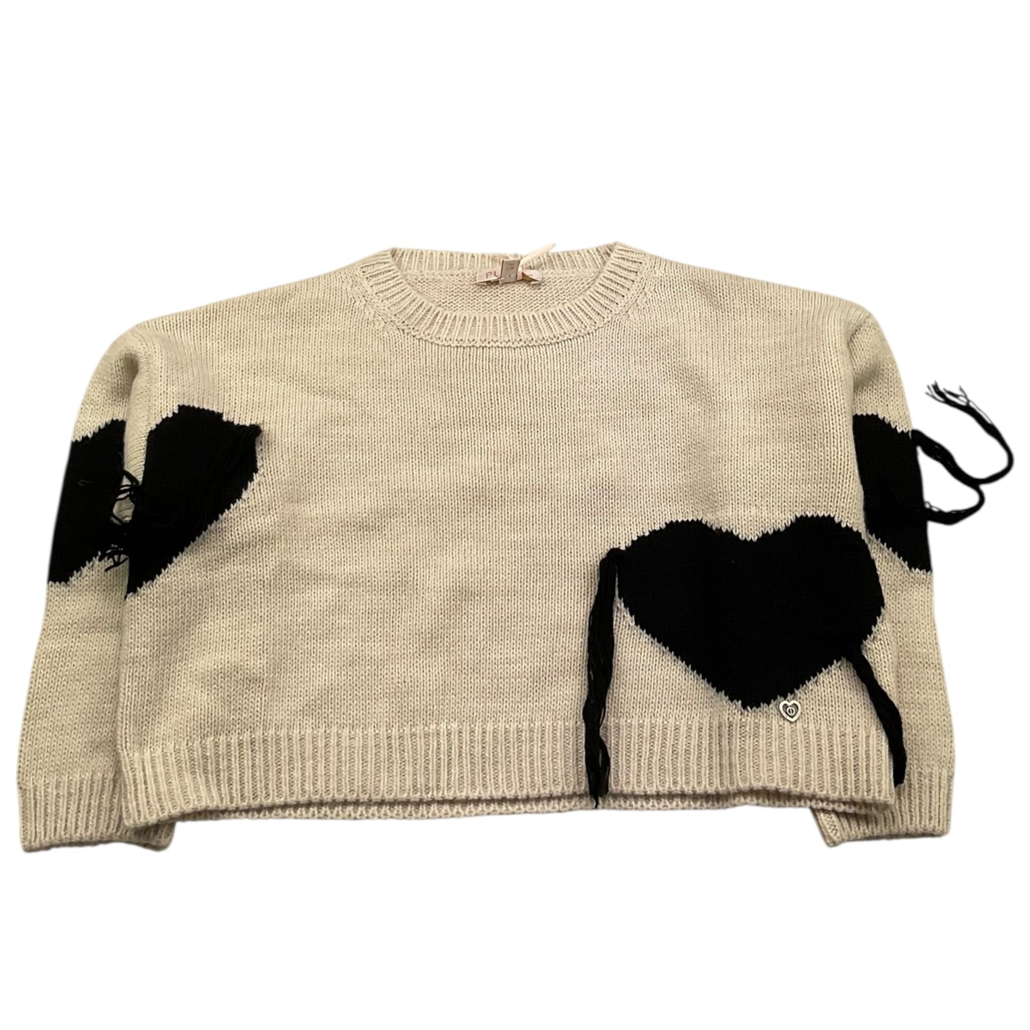 PLEASE maglia girocollo tinta unita con range Beige per Bambina NB95234G66 BEIGE PLEASE 