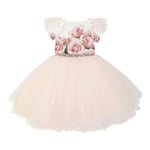 Monnalisa Abito Cerimonia Tinta Unita con Fiori per Bambina 779903 BIANCO MONNALISA 