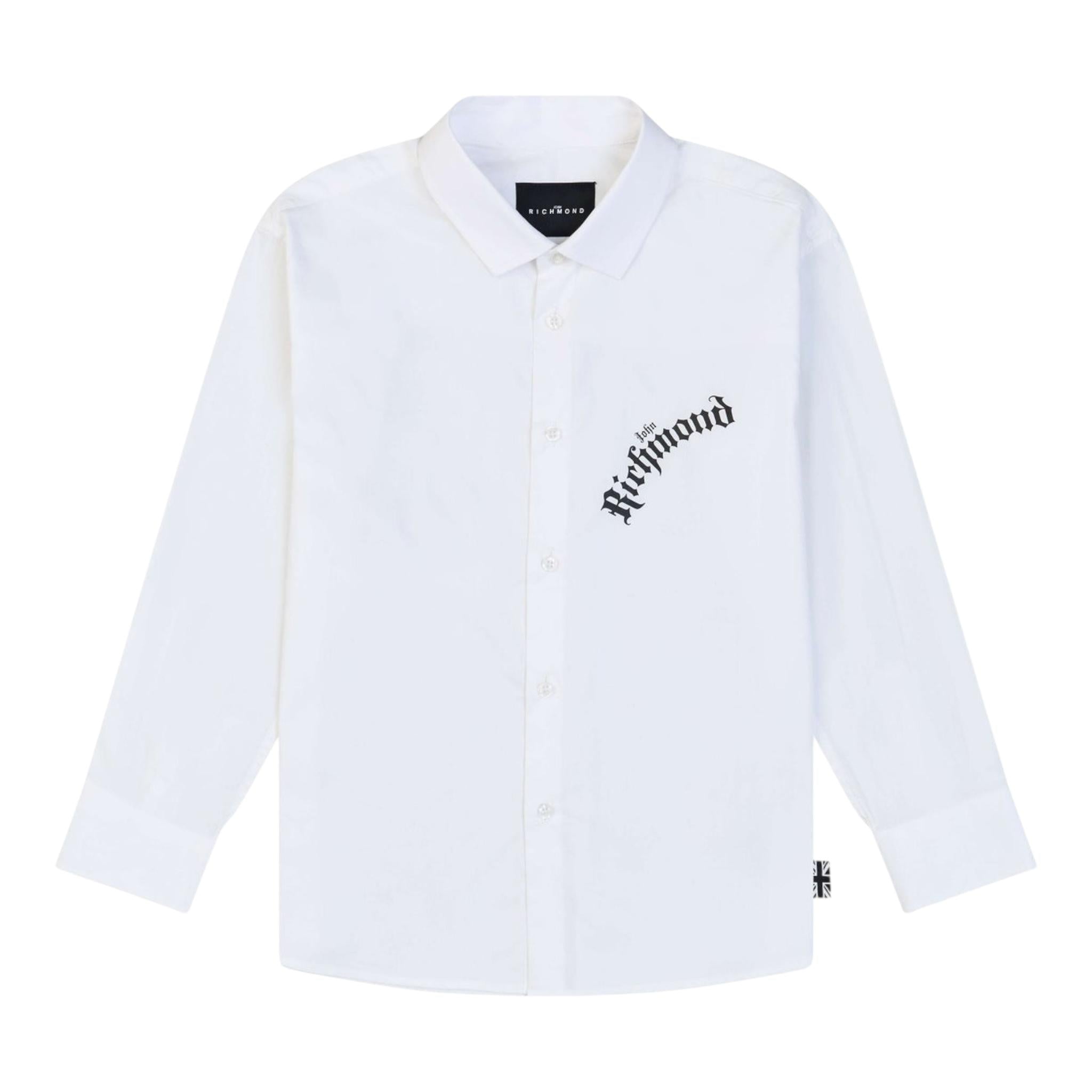 John Richmond Camicia Tinta Unita con Stampa per Bambino RBP25016CA BIANCO JOHN RICHMOND 