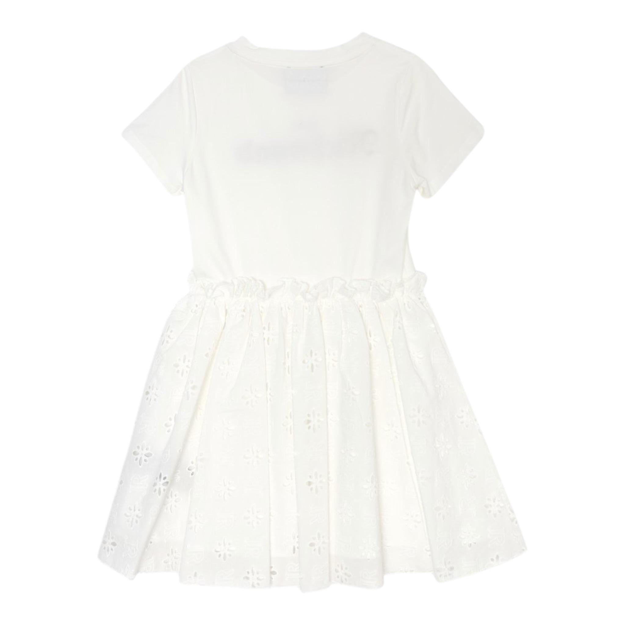 John Richmond Abito Mezza Manica tinta unita con Logo Bianco per Bambina RGP25106VE BIANCO JOHN RICHMOND 