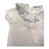Tintenfisch-Bodysuit mit halblangen Ärmeln, einfarbig, mit weißem Kragen für Babymädchen