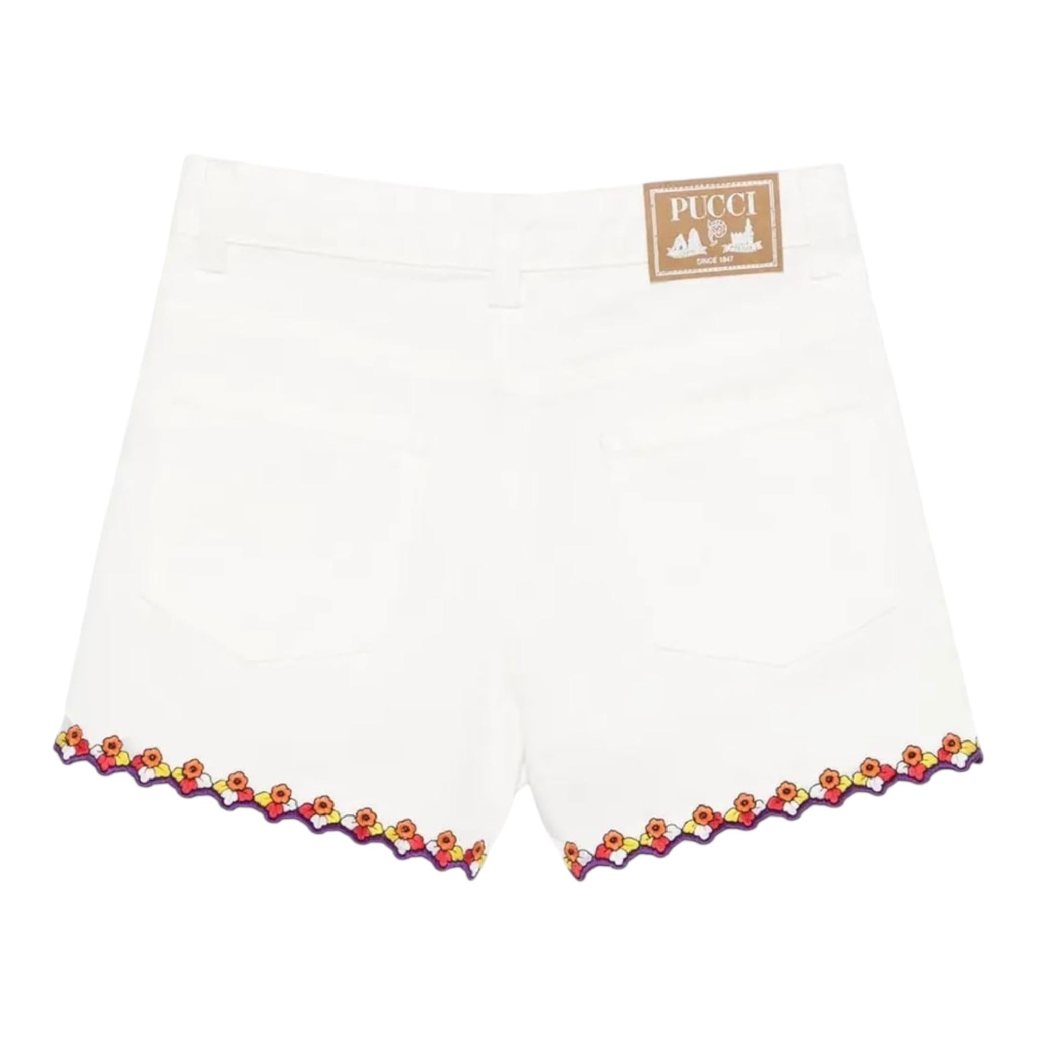 Emilio Pucci Short Tinta Unita con Profili In Contrasto per Bambina PW6A69 BIANCO EMILIO PUCCI 