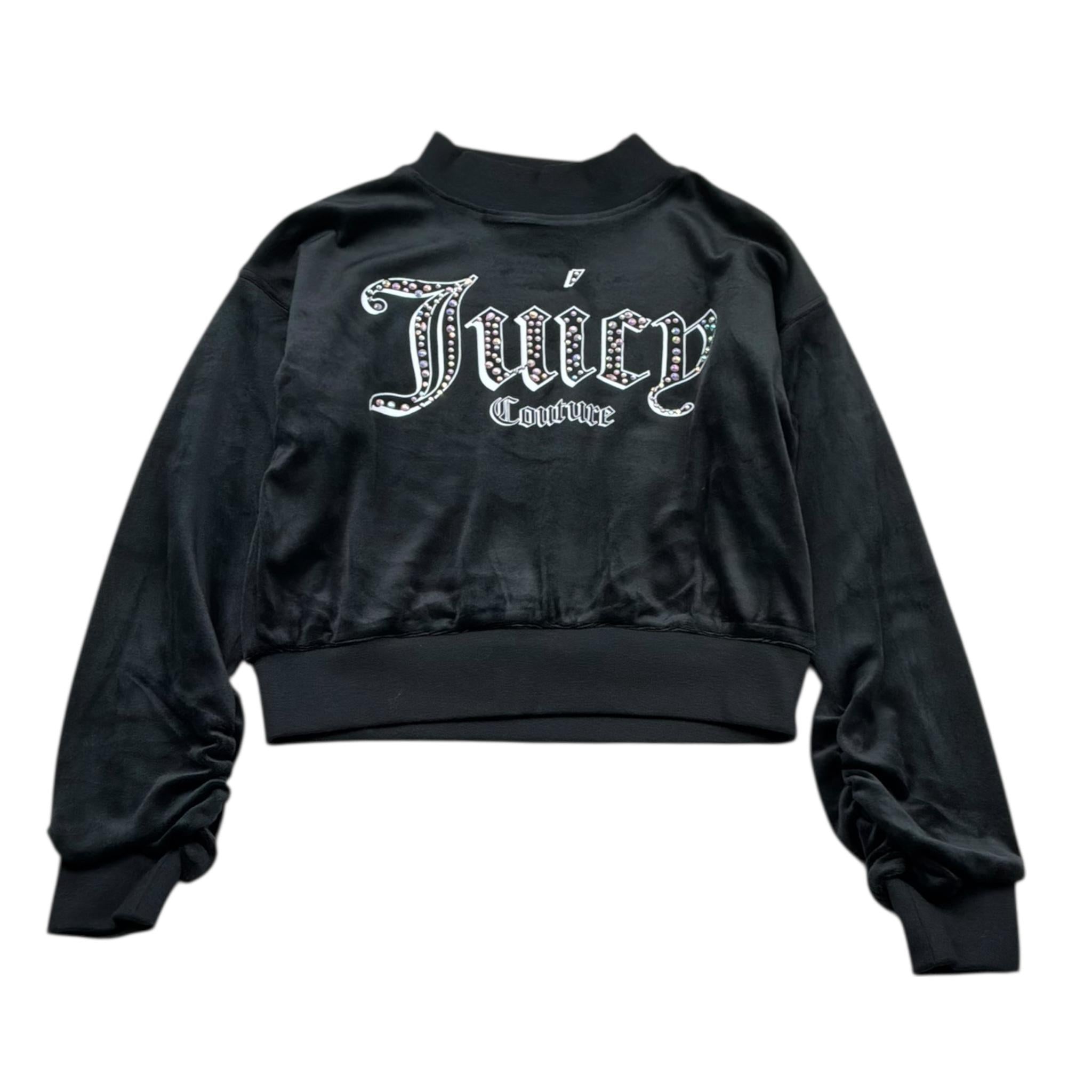 Juicy Couture Felpa In Velluto Girocollo Tinta Unita per Bambina JBX6673 NERO JUICY COUTURE 