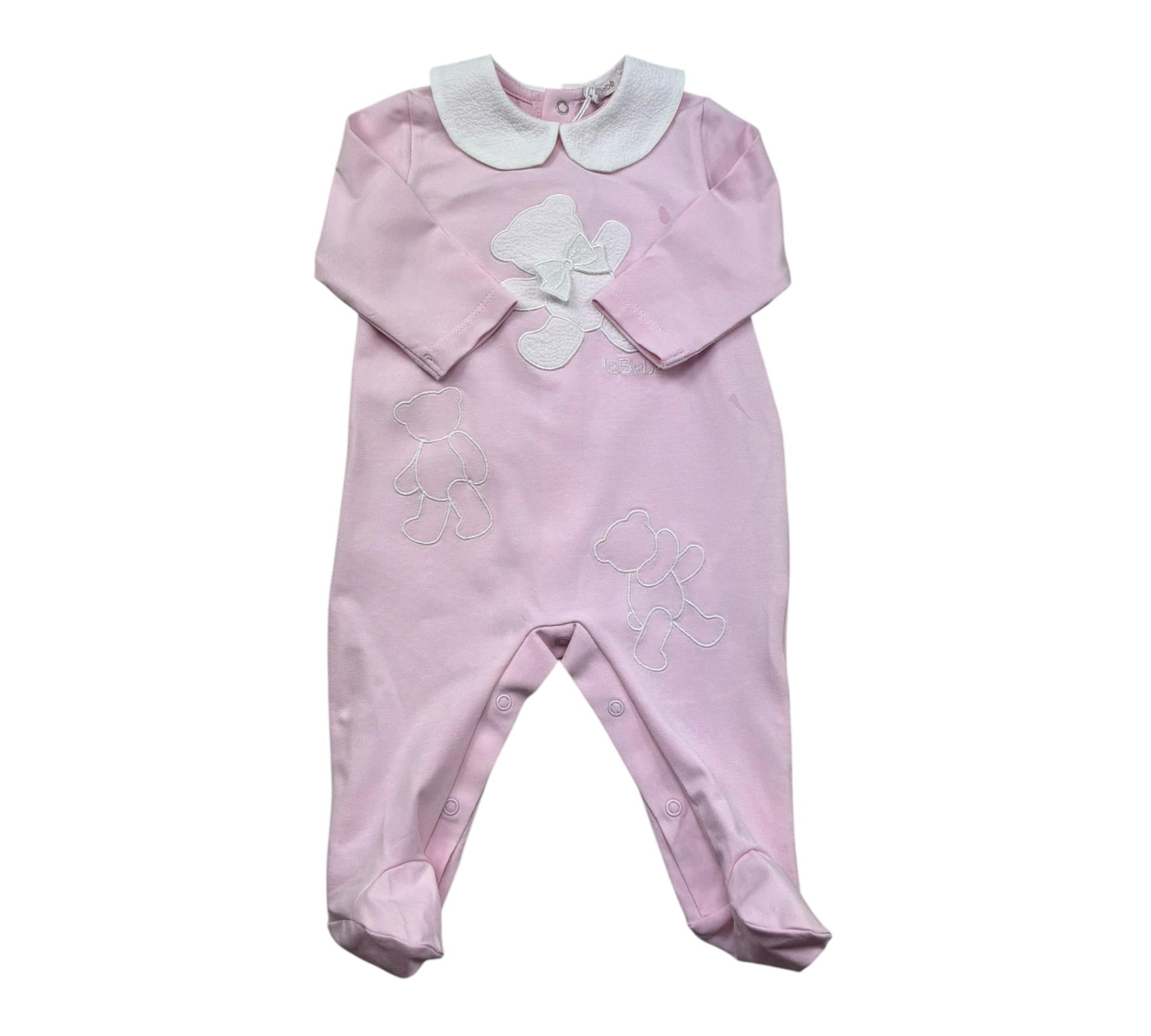 Le Bebe Tutina Manica Lunga Tinta Unita con Colletto per Neonata LBG6297 ROSA LE BEBE 