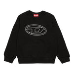 DIESEL felpa chiusa girocollo tinta unita con stampa Nero per Bambino J01787 NERO DIESEL 
