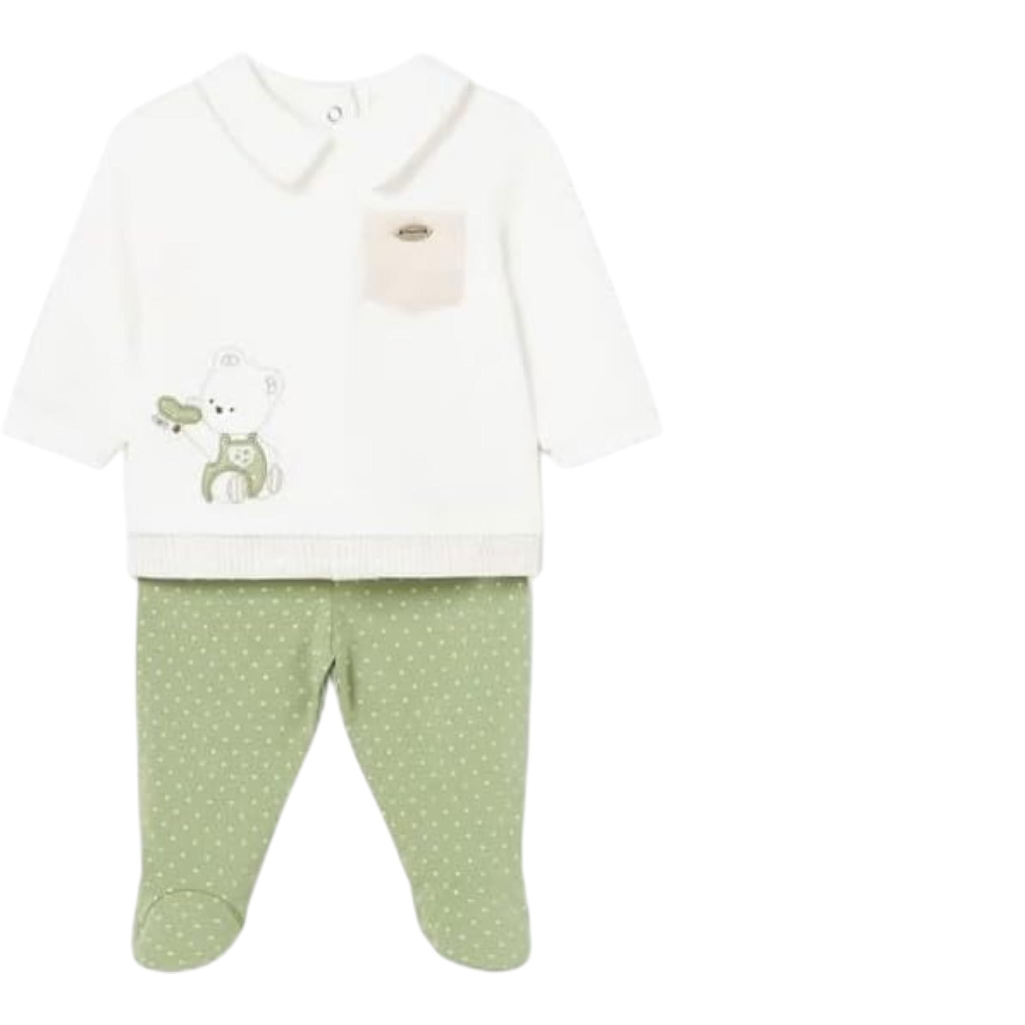 Mayoral Completo 2 Pezzi Shirt-Ghettina per Neonato 1533 BIANCO/VERDE MAYORAL 