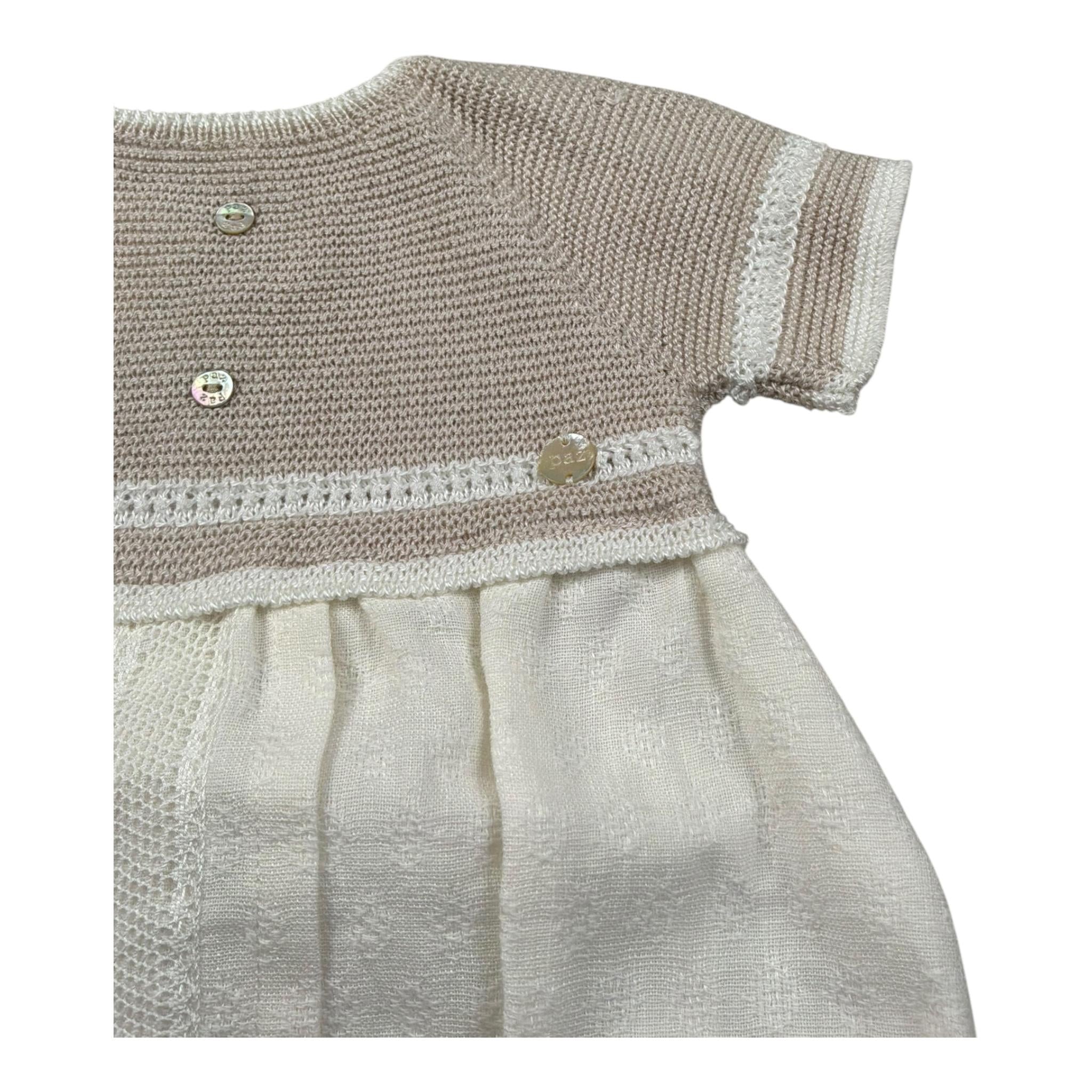 Paz Rodriguez Pagliaccetto Mezza Manica Bicolore per Neonato 00542375 BEIGE PAZ RODRIGUEZ 
