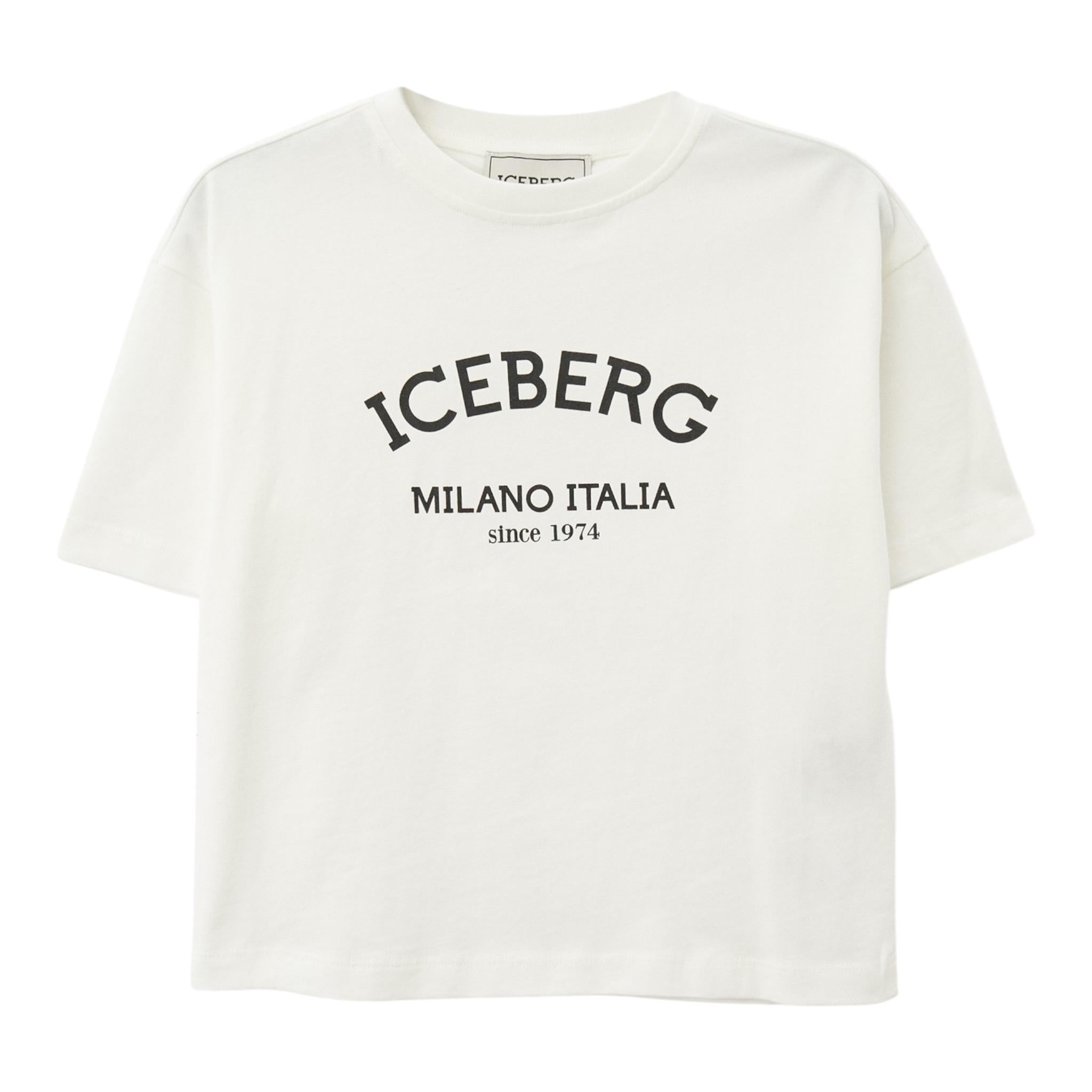 Iceberg T-Shirt Girocollo Tinta Unita con Stampa per Bambina TSICE5150J BIANCO ICEBERG 
