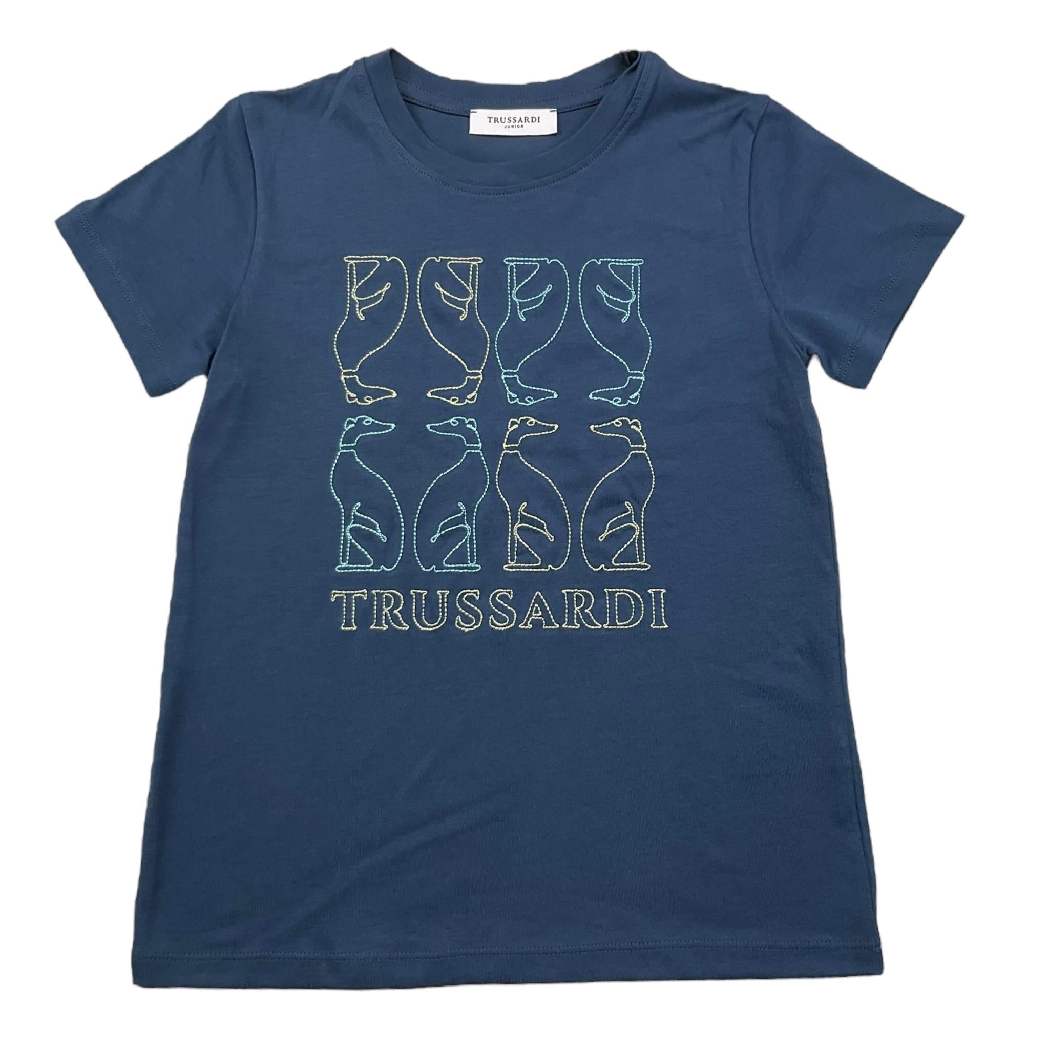 TRUSSARDI t-shirt girocollo tinta unita Blu per Bambino TGA25044 BLU TRUSSARDI 