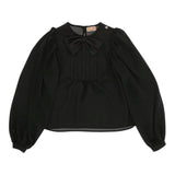 Elisabetta Franchi Camicia Manica Lunga Tinta Unita con Fiocco Nero per Bambina