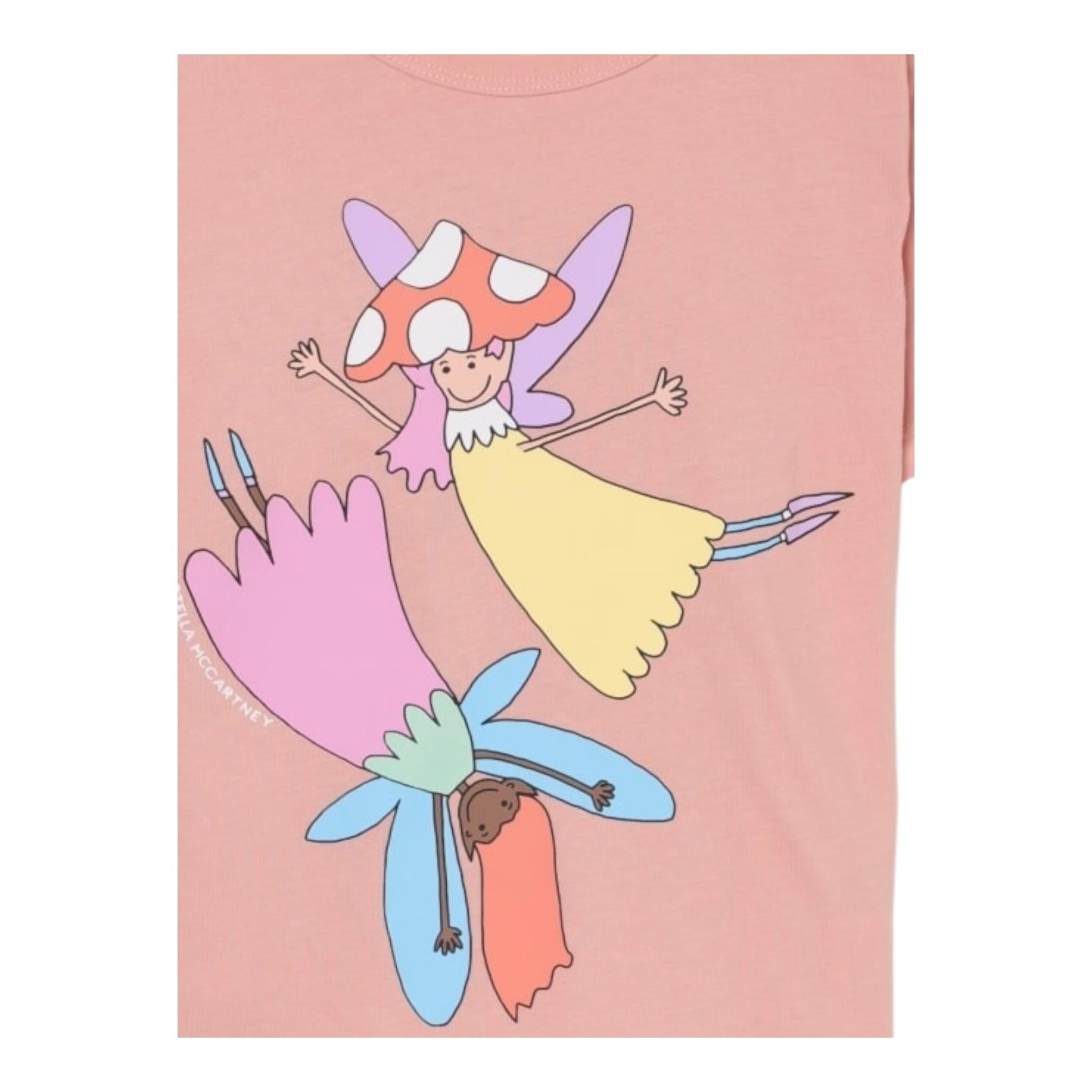 Stella Mccartney T-Shirt Girocollo Tinta Unita con Stampa per Bambina TW8A31 ROSA STELLA McCARTNEY 
