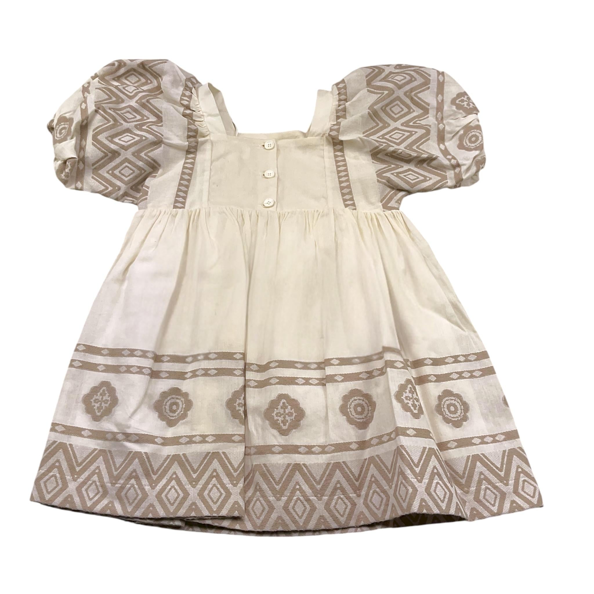 Lalalu' Abito Tinta Unita Mezza Manica con Fantasia per Bambina VTL80PB PANNA LALALU' 