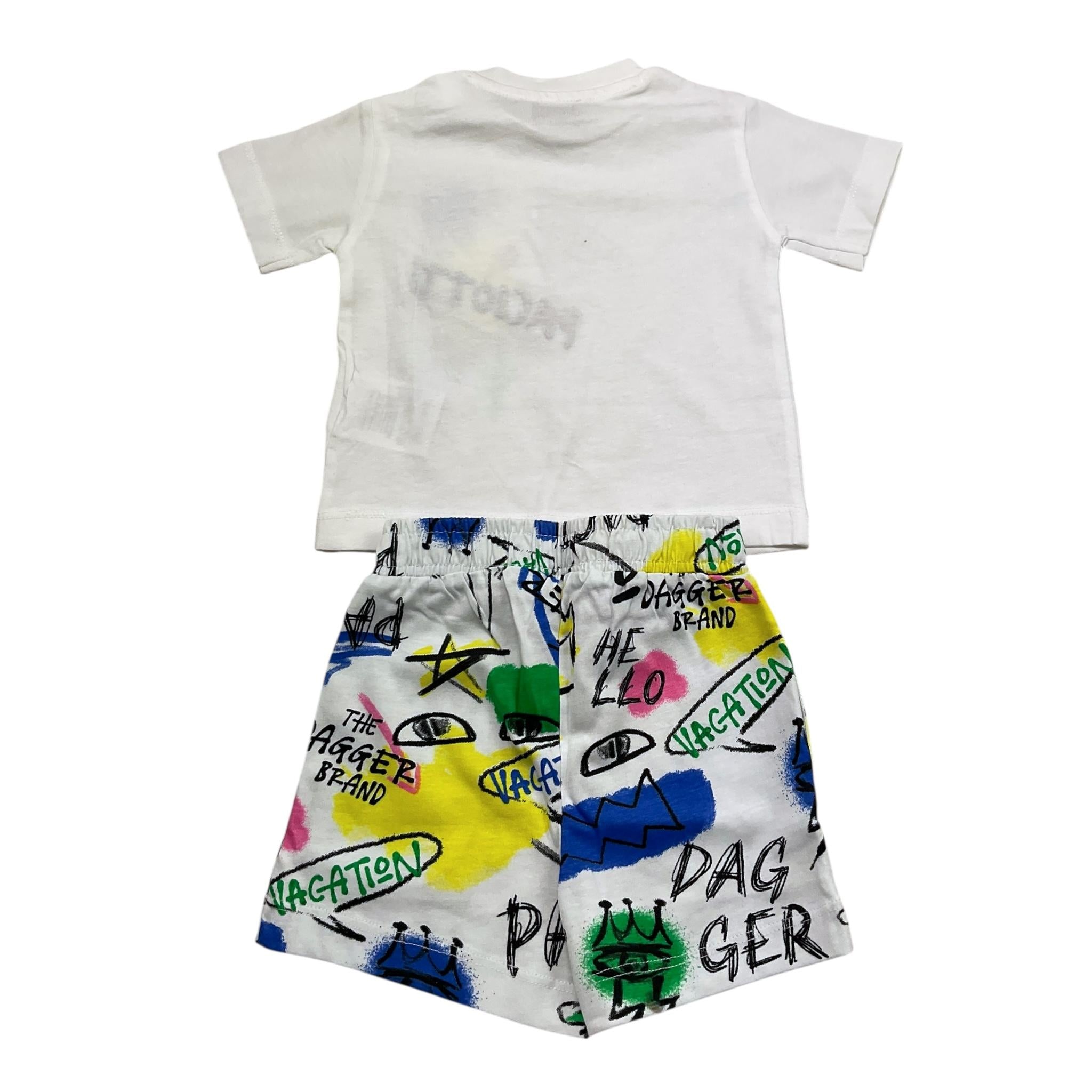 Cesare Paciotti Completo 2 Pezzi T-Shirt-Bermuda Tinta Unita con Stampa per Neonato COMP5124B BIANCO CESARE PACIOTTI 