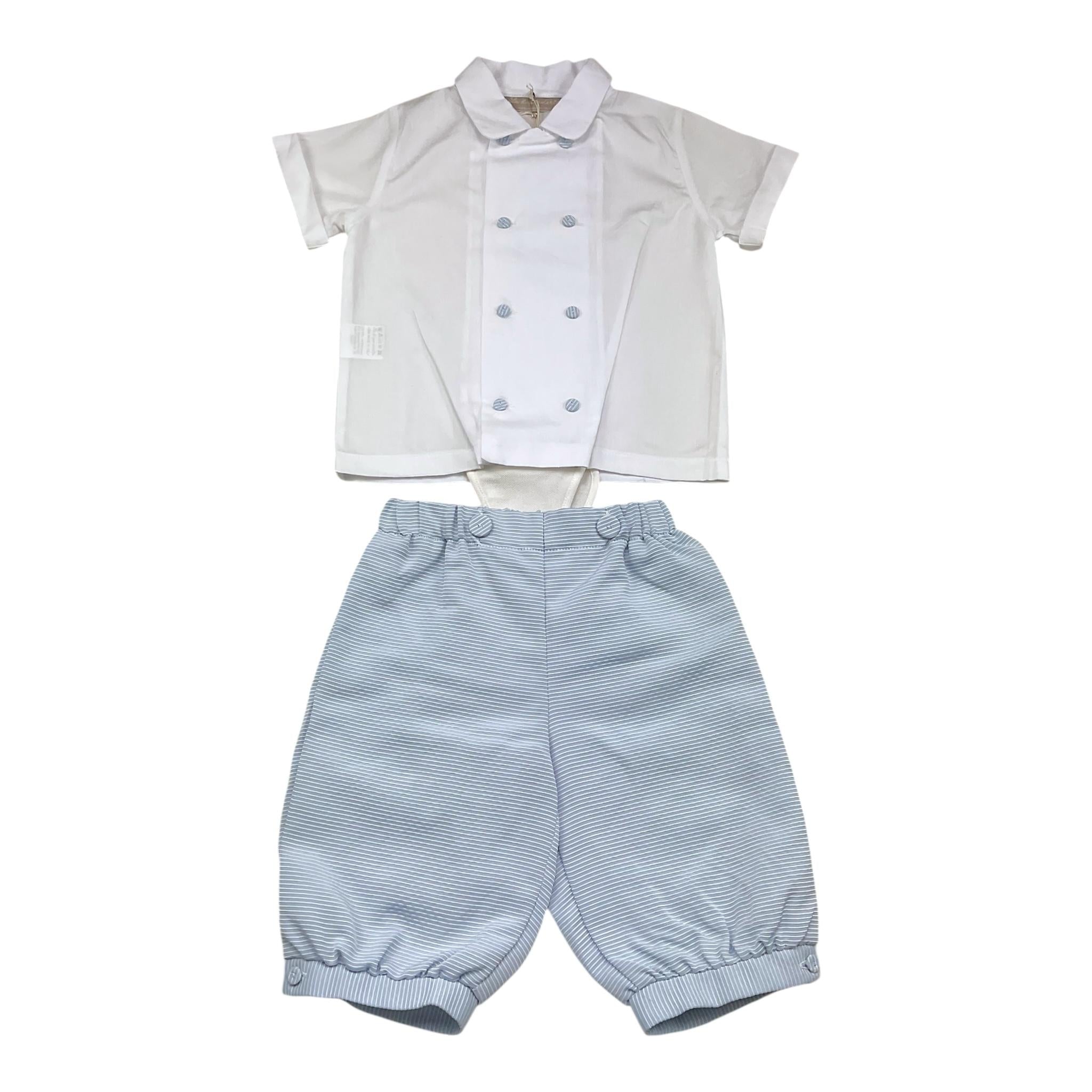 La Stupenderia Completo 2 Pezzi Camicia-Bermuda Bicolore per Neonato CCCT73 BIANCO/AZZURRO LA STUPENDERIA 