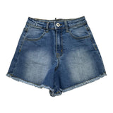 Cecyle Short In Denim Tinta Unita Con Girovita Regolabile Blu Per Bambina