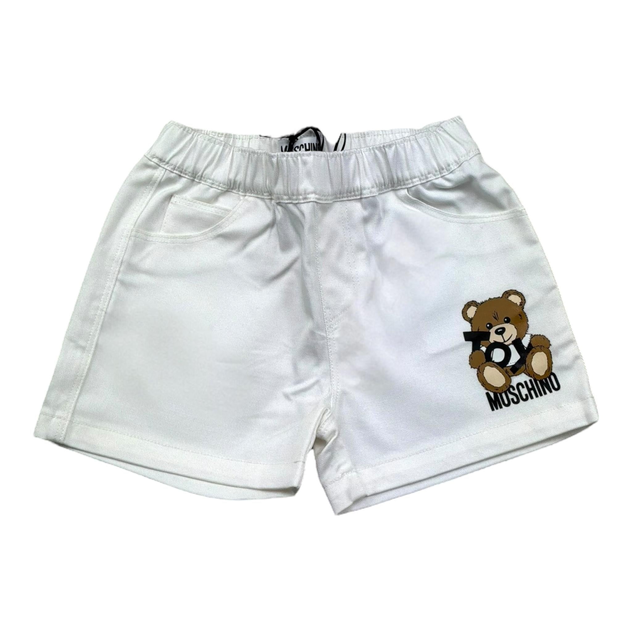 Moschino Bermuda Tinta Unita con Logo  per Neonato MUQ018X BIANCO MOSCHINO 