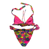 Mefui Costume Modello Bikini Multicolor Con Balze Triangolo-Slip Multicolor Per Bambina
